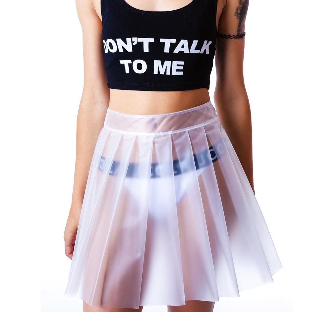 Lip Service Clear Frosted Pleated Mini Skirt